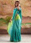 Mint Green and Turquoise Thread Work Designer Contemporary Saree - 2