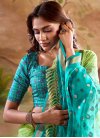 Mint Green and Turquoise Thread Work Designer Contemporary Saree - 3