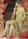 Mint Green and Off White Sharara Salwar Kameez For Ceremonial - 1