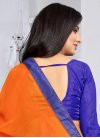 Faux Georgette Blue and Orange Embroidered Work Traditional Saree - 2