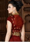 Beige and Maroon Silk Pant Style Classic Salwar Suit - 2