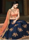 Navy Blue and Peach Long Length Anarkali Salwar Suit For Party - 1