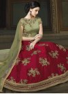 Olive and Red Floor Length Anarkali Salwar Suit - 1