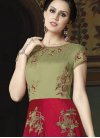 Olive and Red Floor Length Anarkali Salwar Suit - 2