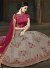 Grey and Rose Pink Embroidered Work Floor Length Anarkali Salwar Suit - 1