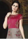 Grey and Rose Pink Embroidered Work Floor Length Anarkali Salwar Suit - 2