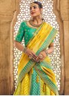 Banarasi Silk Turquoise and Yellow Designer Classic Lehenga Choli - 1