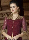Beige and Maroon Pant Style Classic Salwar Suit - 1