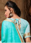 Sweetest Embroidered Work Off White and Turquoise Classic Saree - 2