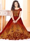 Gold and Maroon Embroidered Work Readymade Long Length Gown - 1