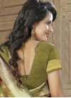 Banarasi Silk Maroon and Olive Resham Work Classic Saree - 2