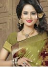 Banarasi Silk Maroon and Olive Resham Work Classic Saree - 1