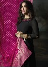 Faux Georgette Black and Rose Pink Embroidered Work Long Length Anarkali Salwar Suit - 1