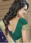 Hypnotizing Resham Work Banarasi Silk Green and Navy Blue Trendy Classic Saree - 2