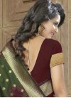 Lovely Maroon and Olive Resham Work Trendy Saree - 2