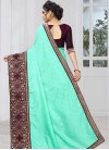 Purple and Turquoise Embroidered Work Traditional Designer Saree - 2