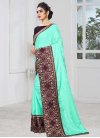 Purple and Turquoise Embroidered Work Traditional Designer Saree - 1