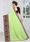 Jacquard Silk Mint Green and Purple Embroidered Work Designer Contemporary Saree - 1