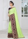 Jacquard Silk Mint Green and Purple Embroidered Work Designer Contemporary Saree - 2