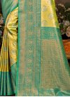 Kanjivaram Silk Aloe Veera Green and Sea Green Woven Work Designer Contemporary Saree - 1