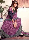 Hot Pink and Navy Blue Designer Contemporary Saree For Casual - 2