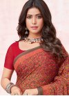 Brown and Red Traditional Designer Saree - 1