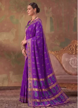 Woven Work Traditional Saree For Festival in Purple