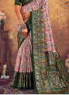 Digital Print Work Bottle Green and Pink Trendy Classic Saree - 1