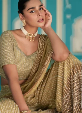 Georgette Palazzo Suit with Embroidered Work in Gold for Festival