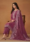 Georgette Embroidered Work Pant Style Classic Salwar Suit - 1