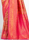 Banarasi Silk Gold and Rose Pink Trendy Classic Saree - 2