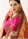 Peach and Rose Pink Contemporary Style Saree - 1