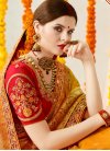 Glitzy Mustard and Red Classic Saree For Ceremonial - 1
