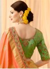Mint Green and Peach Lace Work Trendy Saree - 2