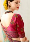 Banarasi Silk Embroidered Work Light Blue and Rose Pink Contemporary Style Saree - 2