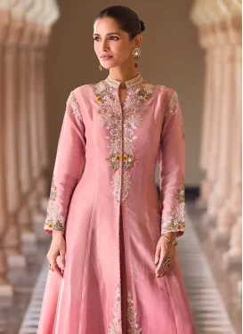 Chinon Beads Work Palazzo Suit in Hot Pink