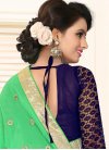 Beautiful  Mint Green and Navy Blue Faux Georgette Booti Work Trendy Saree - 2