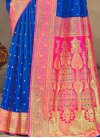 Silk Blend Blue and Rose Pink Woven Work Traditional Designer Saree - 2