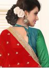 Latest Faux Georgette Booti Work Traditional Saree For Ceremonial - 2
