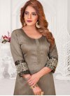 Black and Grey Lace Work Readymade Designer Suit - 1