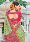 Mint Green and Rose Pink Embroidered Work Designer Contemporary Style Saree - 2