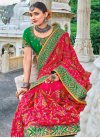 Satin Green and Rose Pink Traditional Designer Saree For Bridal - 1