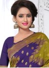 Banarasi Silk Resham Work Olive and Purple Classic Saree For Ceremonial - 1