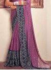 Chiffon Satin Hot Pink and Navy Blue Designer Traditional Saree - 2