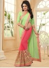 Embroidered Work Mint Green and Rose Pink Half N Half Trendy Saree - 2