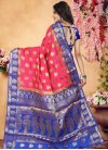 Thread Work Blue and Rose Pink Classic Saree - 2
