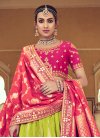 Aloe Veera Green and Rose Pink Embroidered Work A - Line Lehenga - 2