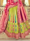 Aloe Veera Green and Rose Pink Embroidered Work A - Line Lehenga - 3