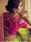 Aloe Veera Green and Rose Pink Embroidered Work A - Line Lehenga - 1