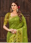 Brown and Olive Woven Work Designer Contemporary Style Saree - 1